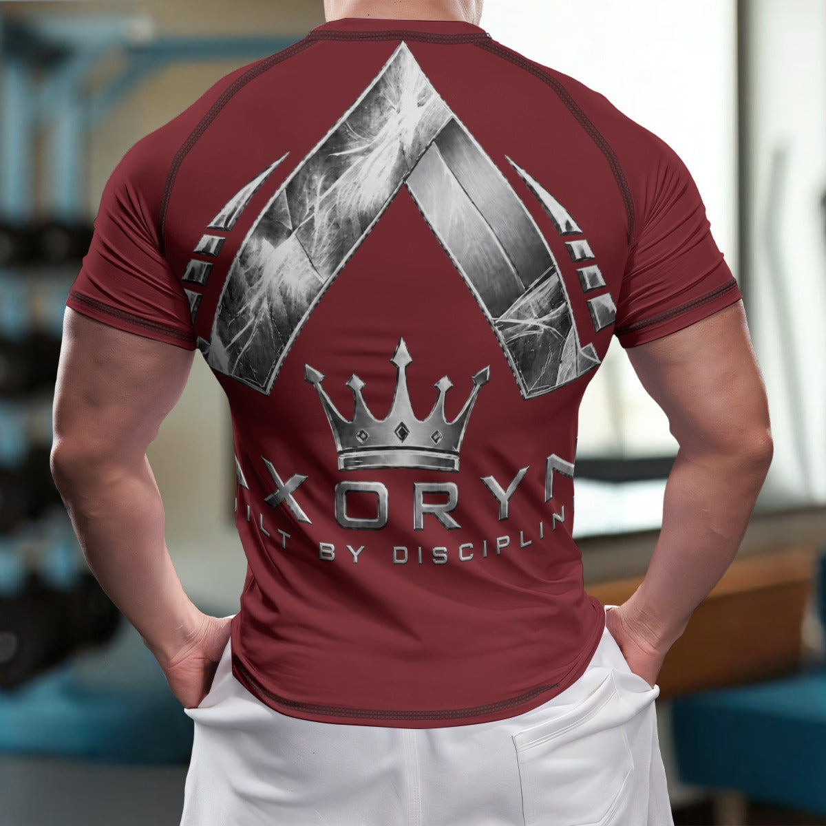 T-shirt AXORYN Emblème Argent – Bordeaux – UNISEX