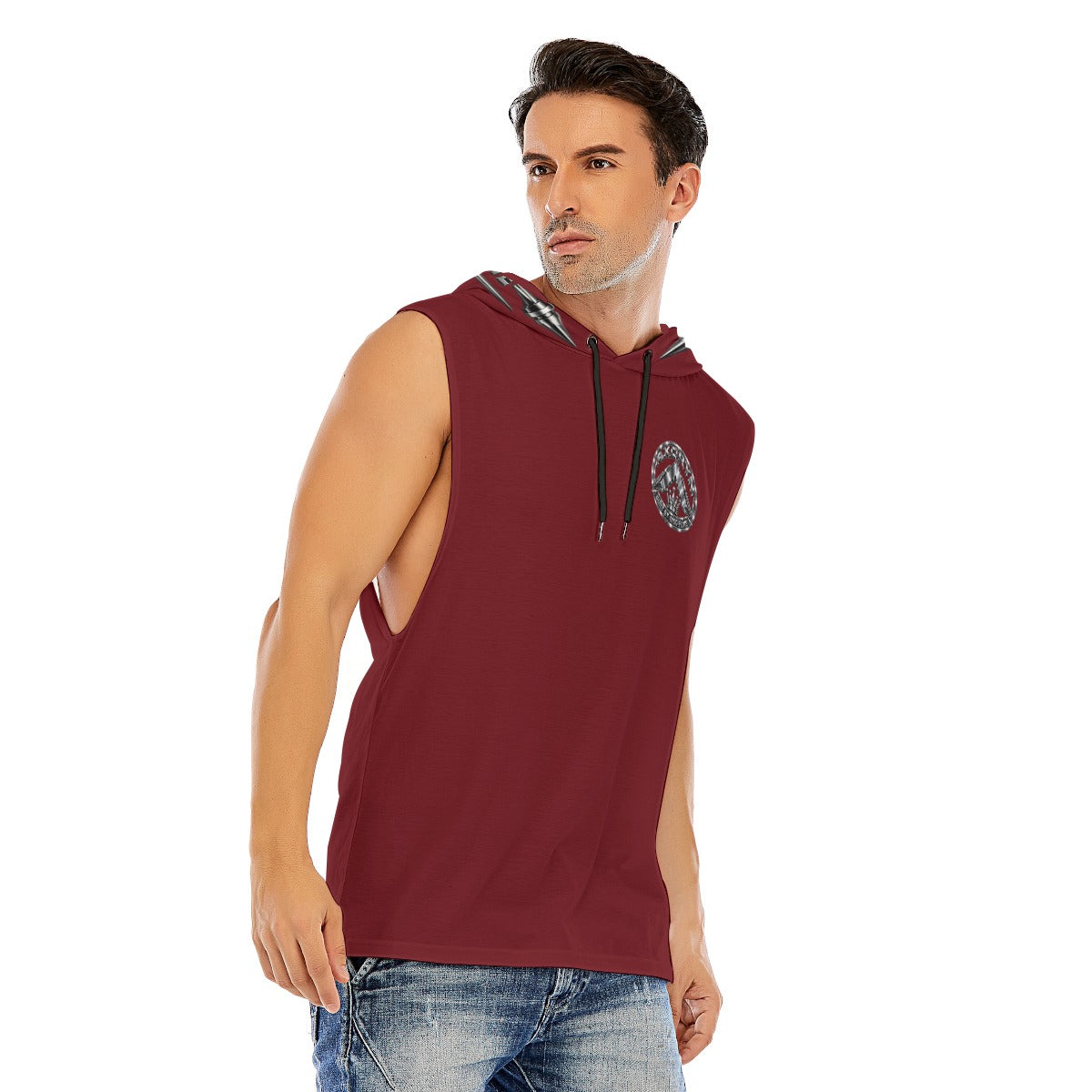 Débardeur à capuche AXORYN Emblème Argent – BORDEAUX