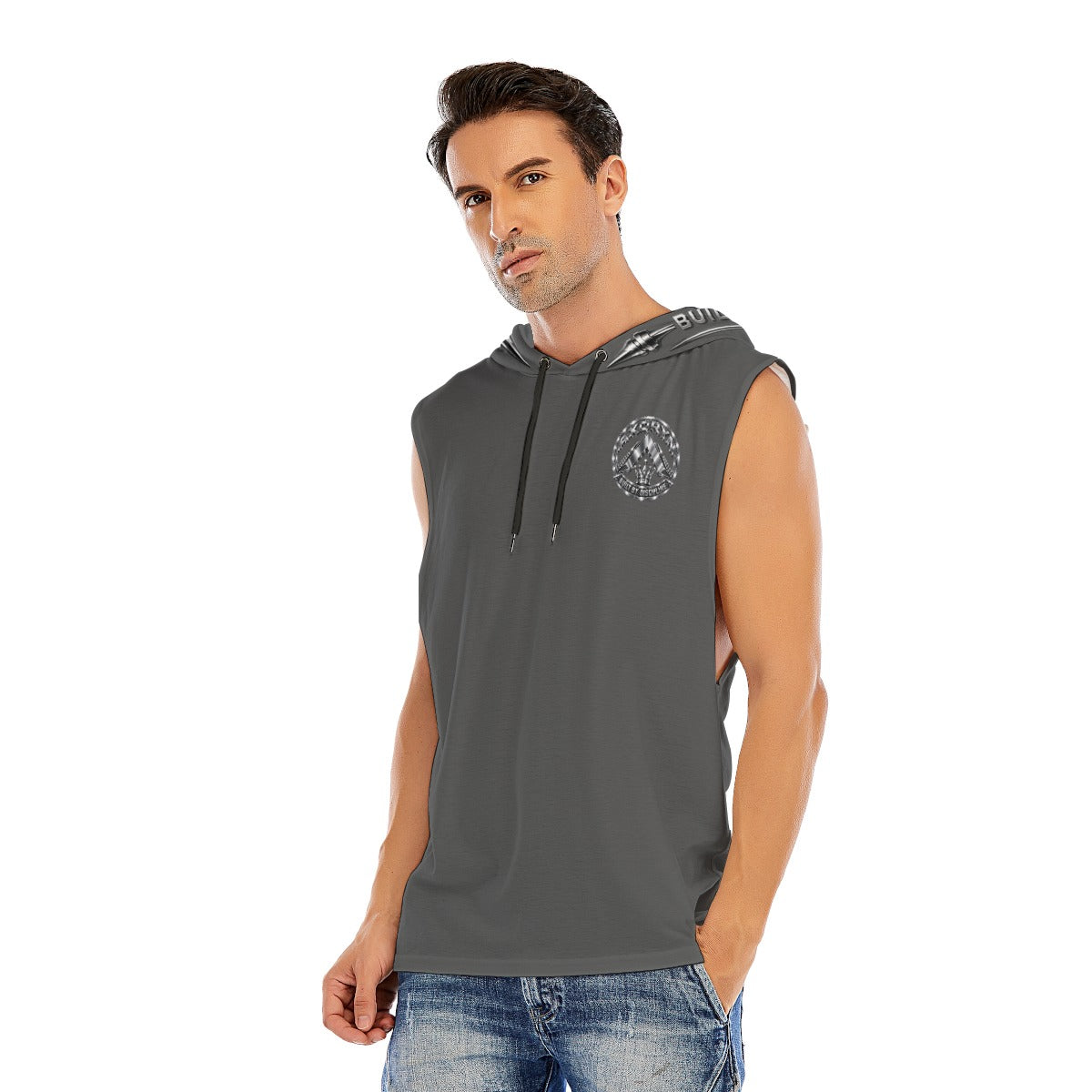 Débardeur à capuche AXORYN Emblème Argent – Gris