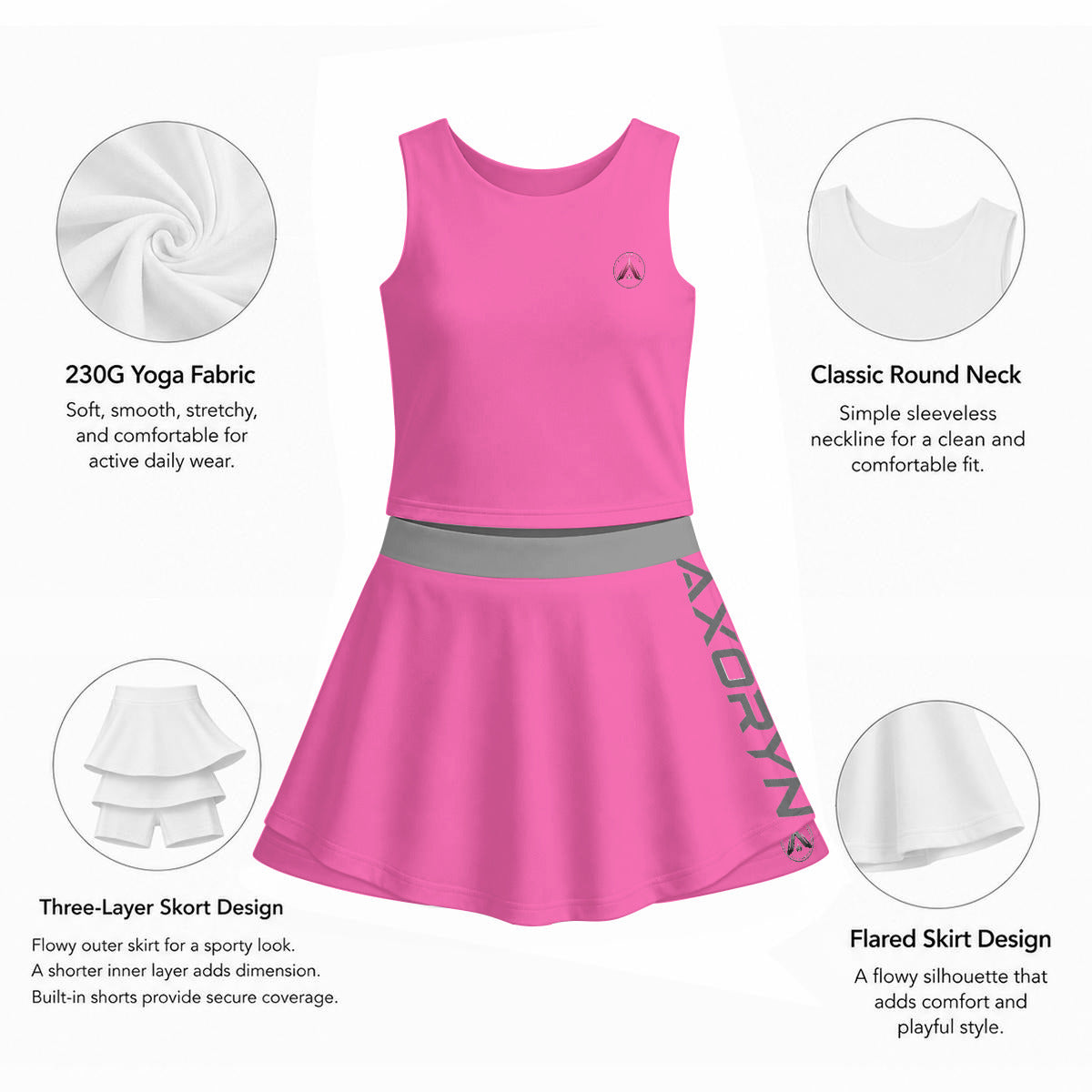 AXORYN Lady Shadow Pink Signature Skort – Premium Edition