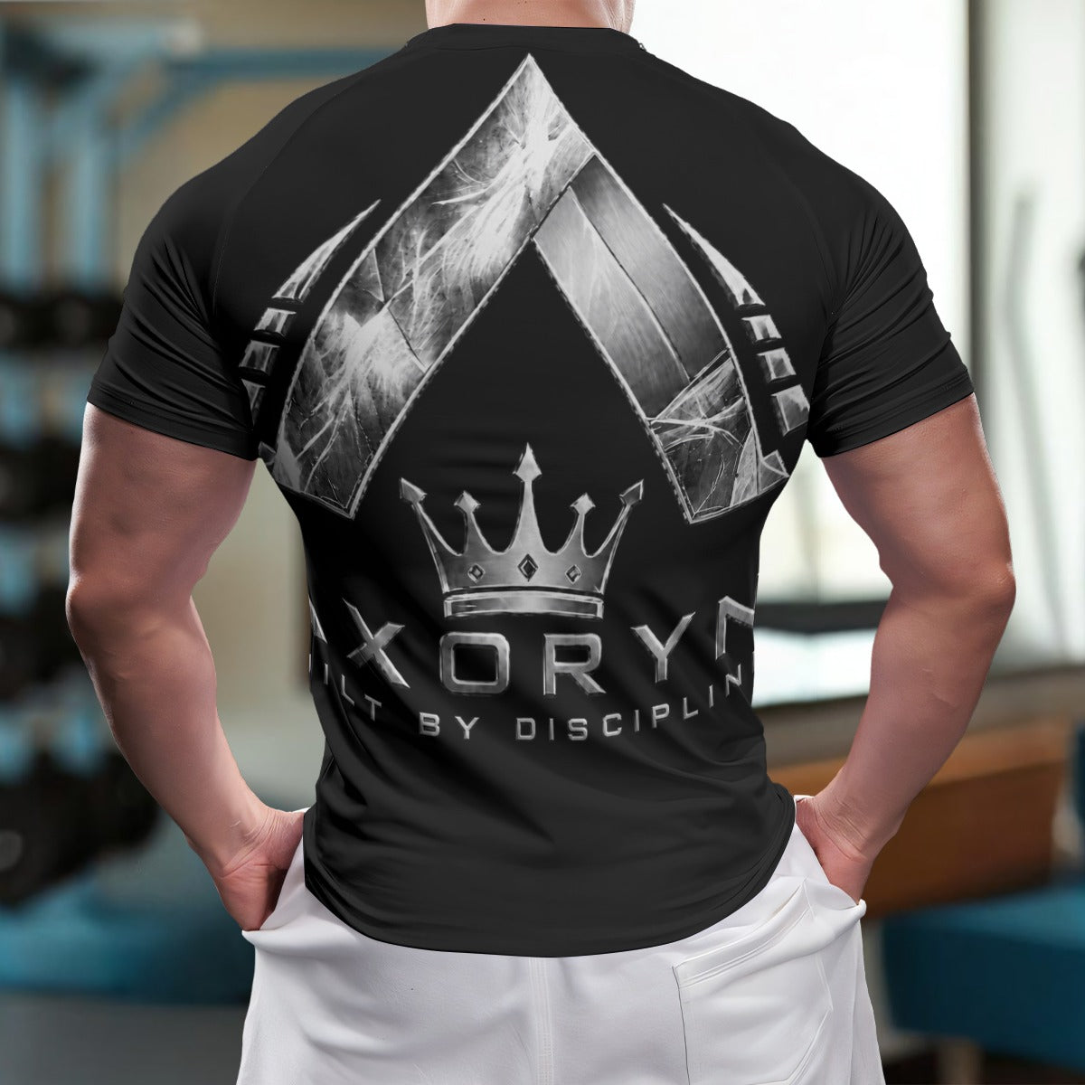 T-shirt AXORYN Emblème Argent – Noir – UNISEX