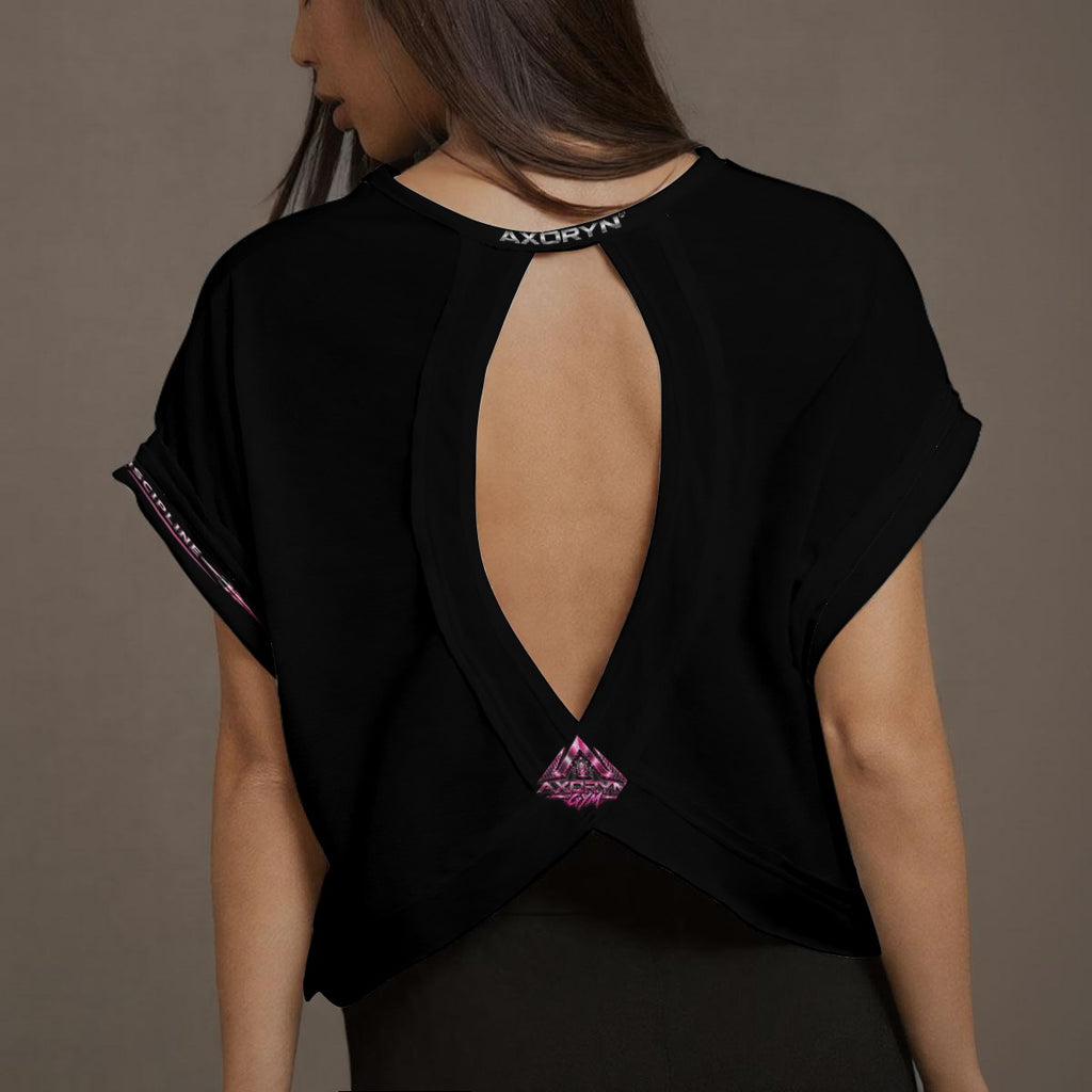 Crossover T-shirt femme AXORYN – Noir & Rose