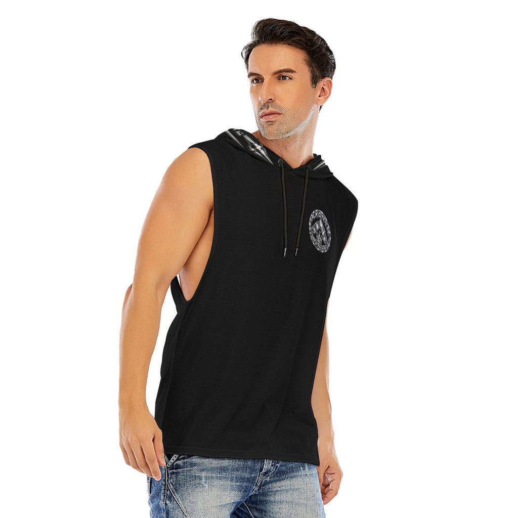 Débardeur à capuche AXORYN Emblème Argent – Noir