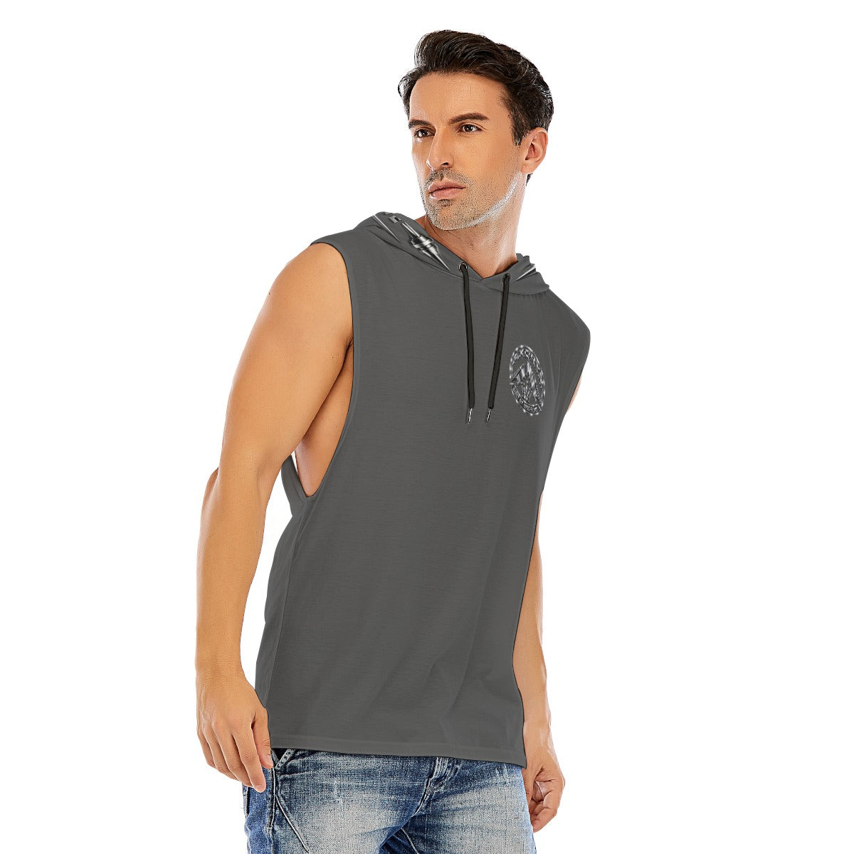 Débardeur à capuche AXORYN Emblème Argent – Gris